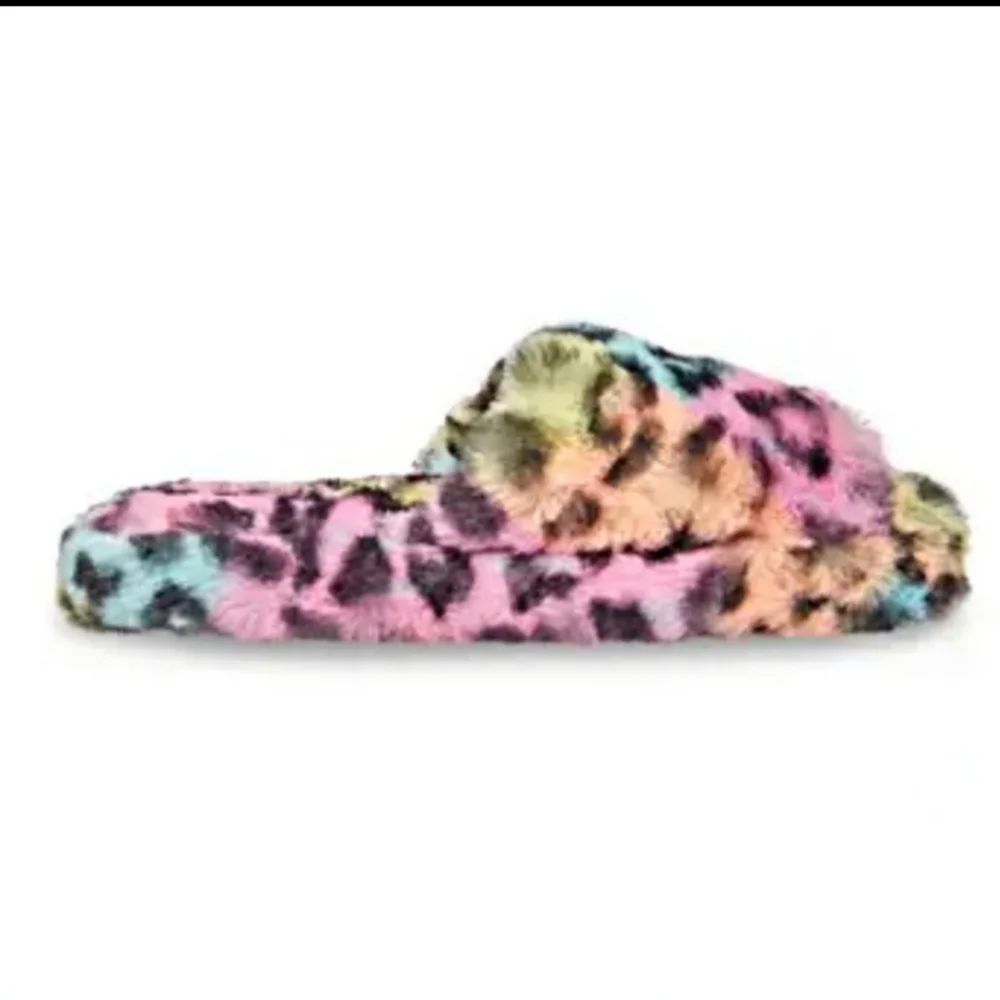 Steve Madden ✦ Frillz Slippers ✦ Faux Fur Animal Print w/ Open Toe & Grip Sole M